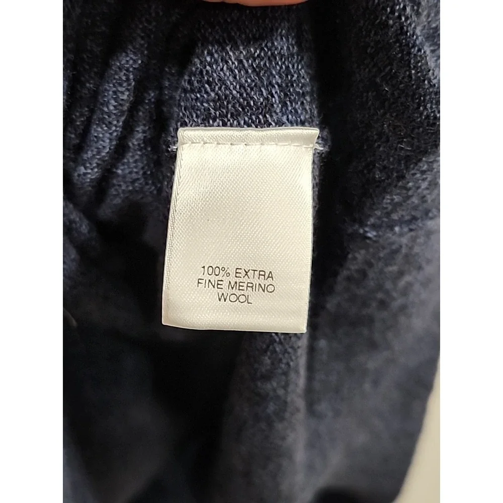 Turnbury NWT Extra Fine Merino Wool Sweater Mens XL Dark Blue Round Neck Soft‎